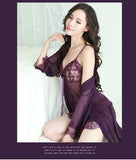 TJ large size see-through suspender sexy temptation lace nightgown temptation mesh pajamas