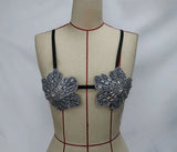 YOUR BUMP CURVE Handmade crystal bra flower embroidery inlaid metal rhinestones short top sexy women beach pool yacht sea party