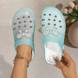 Pearls Bow Decor Platform Mules Sandals Women 2026 Anti Slip Sole Slip On Clogs Shoes Woman Breathable Thick Botom Beach Sandles
