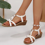 Summer Woven Wedges Rome Sandals Women 2025 Plus Size 36-42 Elastic Band Sandles Woman Lightweight Slip On Beach Sandalias Mujer