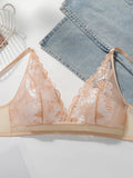 Women's sexy lace flower bra without steel ring gathered push up breathable shoulder straps adjustable bra MR3042