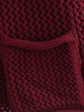 Foridol Autumn Winter New Burgundy Cardigan Women Knitted Long Sleeves Femme Casual Sueter Mujer Loose Short Sweater Buttons