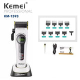 Kemei 1593 Barber Professional Hair Clipper Rechargeable Trimmer Electric Hair Cutting Machine External Rotor Brushless Motor