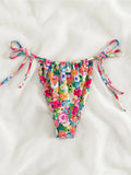 Sexy Floral Printed Halter Lace Up Bikini Female Swimsuit Women Swimwear Two-pieces Bikini set Bather Bathing Suit Swim K5026