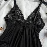 Women Nightdress Lace Chemise Bow Nightgown Sleepwear Mini Dress Plus Size Babydoll Lingerie Sleepdress Nighty