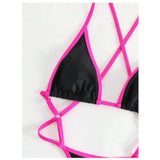 Cikini Summer Beach Women's Contrast Trim Halterneck One-Piece Swimsuit Sexy Swimwear Bathing Suit