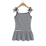Sweet Double-shoulder Strap Striped Color-block Camisole For Women Unique Design Patchwork Pure Desire Dress Elegant Casual WIKO
