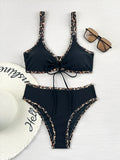 2026 Leopard Bikinis High Waist Swimsuit Women Tie Front Strappy Swimwear Female Beachwear Bathers Bathing Swimming Swim Suit
