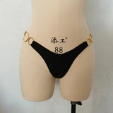 Sexy Low Waist Women Bikini Bottom Side Metal Buckles Hollow Out Swimming Thongs Summer Beach G-String Bathing Swimming Trucks