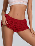 Women's Shorts Solid Color Chiffon Ruffle Layered Short Pants Elastic Waist Casual Bloomers Sexy Hot Shorts Loungewear