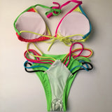 DEKA Push Up Micro Mini Colorful Bikini Set Women Swimsuit Halter Swimwear Female Brazilian Bathing Suit Swimming Beach Wear
