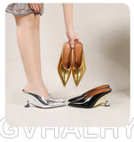 Design Fashion Platform Wedges High Heels Mule Women Slippers Concise Shallow Pointed Toe Party Dress Ladies Shoes 2026
