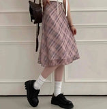 Sweet Skirts Chic Plaid Mini Skirt High Waist A-Line Korean Sle Commute Spring New Arrival Women's Fashion Mid-Length Skirts I3G