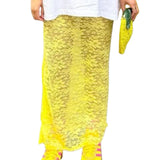 Women's Summer Lace Long Skirts Elegant Low Waist Solid Color See-Through Midi Skirts Slim Fit Skirts