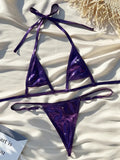 Shiny PU Bikini 2025 Extreme Mini Micro Thong Bikinis Female Swimsuit Women Swimwear Two-pieces Bikini Set Bathing Suit Swim