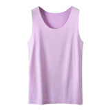 Women Bottoming Vest Sleeveless Ice Silk Seamless Stretchy Round Neck Dry Dry Cooling Camisole Summer Office Vacation Basic Top