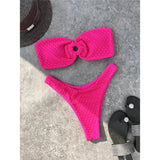 Wrinkled Bandeau High Cut Bikini Women Swimwear Female Swimsuit Two-Pieces Bikini Set Strapless Bather Bathing Suit Swim V3367