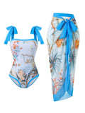 2026 Printed Strappy Swimsuit One Piece & Beach Dress Sexy Swimwear Women Bathing Swimming Swim Suit Female Padded Beachwear