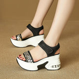 Sequin Chunky Wedges Sandals Women Plus Size 42 High Heel Platform Sandles Woman Comfy Thick Bottom Heighten Gladiator Sandalias