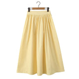 Summer Women White Cotton Dress Set 2025 Top+skirt 2 Pcs Outfit Ruffles Button Slim Top A-line Maxi Skirt Beach Casual Dress