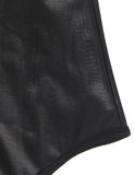 Plus Size 5XL Faux Leather Leotard Shiny Zipper Front Bodycon Mini  Lingerie Dress Sexy Costume Shiny Cocktail Party Dress