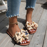 Women's Summer Bohemian Clip Toe Flip Flops Non-Slip Flat Slippers Beach Shoes House Bathroom Non-Slip Shoes Slides