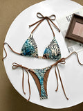 2026 Halter Triangle Bikinis Printed Swimsuit Women Sexy String Swimwear Female Bathers Swimming Bathing Swimming Swim Suit