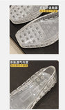 New 2025 Women Fashion Jelly Shoes Summer Cut-out Flat Sandals, Soft PVC Casual Square Toe Girls Daily Walking Sandalias