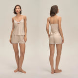 Summer home suspender shorts set casual and comfortable home wear lace women's pajamas