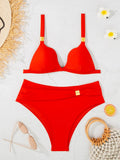 sexy push up bikinis sets two pieces solid high waist swimsuit bathing suit Swimwear Biquini conjunto de bikini tankini biquini