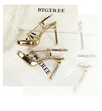 BIGTREE Classic Black Ankle Strap Stiletto Heels Round Toe Open Toe High Heels Women's Versatile Dress Shoesfor All Occasions