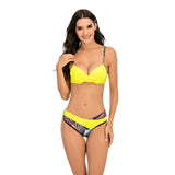 4 Colors Sexy Bikini Women Push Up Swimwear Swimsuit Leaf Print Patchwork Bikinis Set Bathing Suit Beach Bikini Female Biquinis