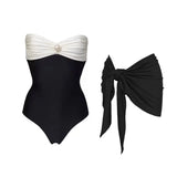 2026 One Piece Swimsuit With Cover Up Trend Swimsuit Women Swimwear Black Swim Suit Bodysuit Bathing Suit Beach Wear