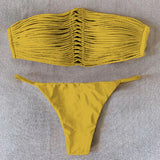 New Bandage Stripes Brazilian Bikini Swimwear Women's Swimsuit Two Piece Set Female Sexy Lace up Mujer Beachwear Summer
