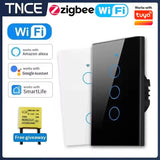 TNCE Tuya US Smart Wall Switch wifi or zigbee 1/2/3/4 Gang Wire Touch Sensor LED Light Button Smart Home voice Alexa Google Home