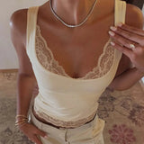FDYOUI Chic Lace Patchwork Tank Tops for Women 2026 Summer Sleeveless Slim T-shirt Ladies Crop Top Y2K Streetwear Pink Corset