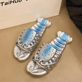 2025 New Metal Color Funny Lobster Slippers For Women Men Summer Shoes Anti-slip Cute Cartoon Couples Indoor Beach Slides