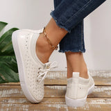 Black Pu Leather Platform Sneakers Women Plus Size 43 Soft Sole Lace Up Flats Woman 2026 Comfort Anti Slip Casual Shoes Female