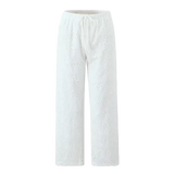 Foridol Hollow Out Cotton Women's 2 Pieces Set White Summer Pants Set Embroidery Top Pants Suit Matching Set Beach Casual Pants