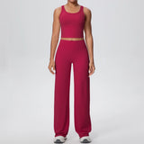 2PCS Yoga Set Women Tracksuit Nude Feeling Workout Sets Gym Clothes Push Up Fitness Running Sportswear Sport Straight tank suit