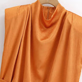 Women's Fashionable Casual Silk Satin Texture Knot Satin Sleeveless For Women Neck Design Shoulder Elegant Party Top Casual 9RIK