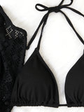 3 Pieces 2026 Triangle Halter String Bikini Solid Swimwear Female Sexy Swimsuit Women Bathers Bathing Swimming Swim Suit
