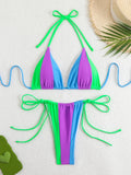 2026 Halter Triangle Bikinis Printed Swimsuit Women Sexy String Swimwear Female Bathers Swimming Bathing Swimming Swim Suit