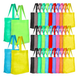 ABQR 50 Pieces Non Woven Reusable Bags Multi Color Tote Gift Bags Colored Blank Tote Bags Bulk Fabric Grocery Bags