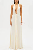 Sexy Deep V Halter Neck Long Dress Women Elegant Bandage Patchwork Luxury Evening Dresses Solid Color Hot Girls Party Vestidos