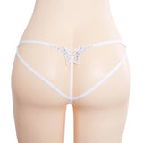 Double-Layer Thin Strap Sexy Thong Butterfly Embroidery Low Waist Sexy Bikini Pure Lace Sequins T-Shaped Panties Sexy G-strings