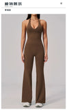 V-neck Yoga Sets Women Seamless Slimming Sports Tank Top High Waist Wide Leg Pants Fitness Suit Outwear Gym Running Tracksuit