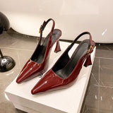 2026 Pointed Sandalias De Mujer Shallow Comfortable Patent Leather Fashion Shoes Woman French Sexy High Heels Designer Footwear