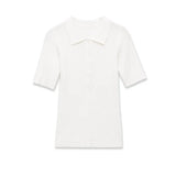 Fashion Casual Short-sleeve Collar Knit Shirt Women White Shirt Short Sleeve Button Down Casual Top For Summer Daily Wear O9JO