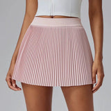 Women's Fitness Pants Skirt Accordion Pleated Design Anti-Light Leak Fake Two-Piece Set 2025 New Style
